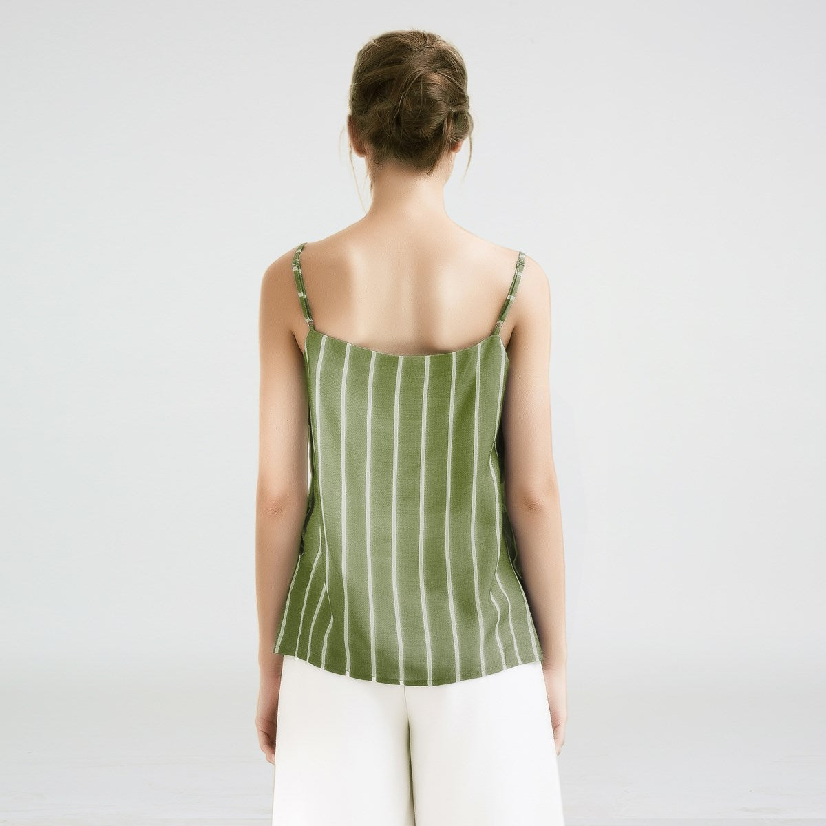 Top caraco à rayures et décolleté en dentelle
