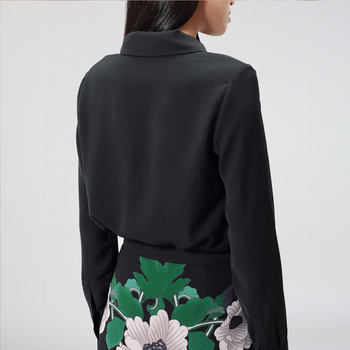 Chemise à col Jabot et à imprimé floral