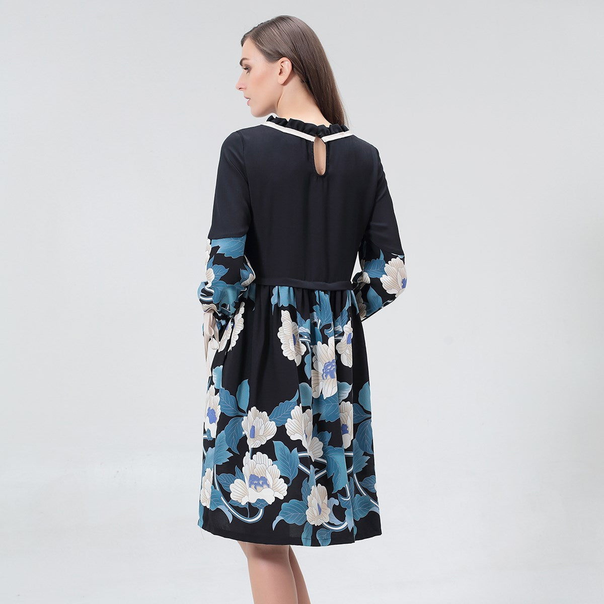Robe-Blouse mi-longue à imprimé floral