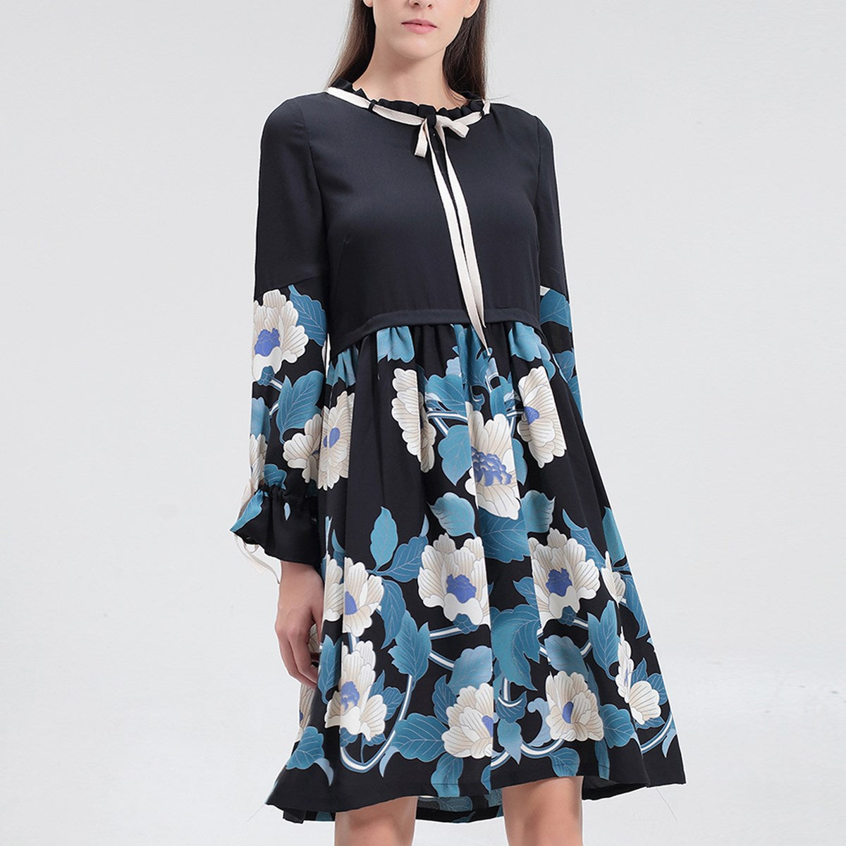 Robe-Blouse mi-longue à imprimé floral