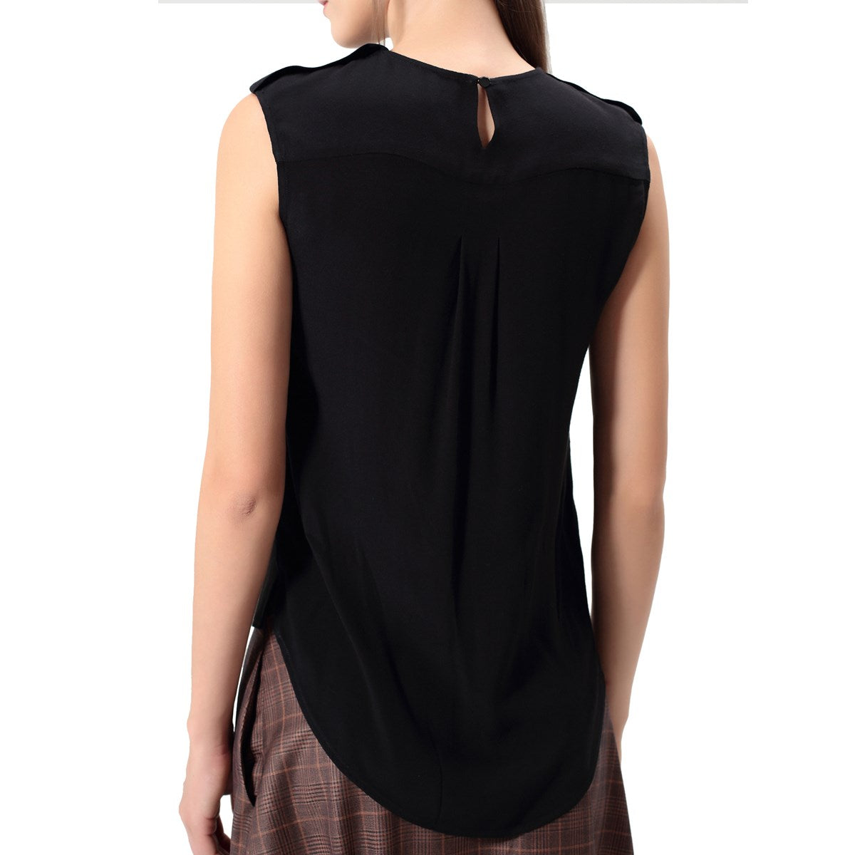 Top bi-matière dentelle et crêpe satin