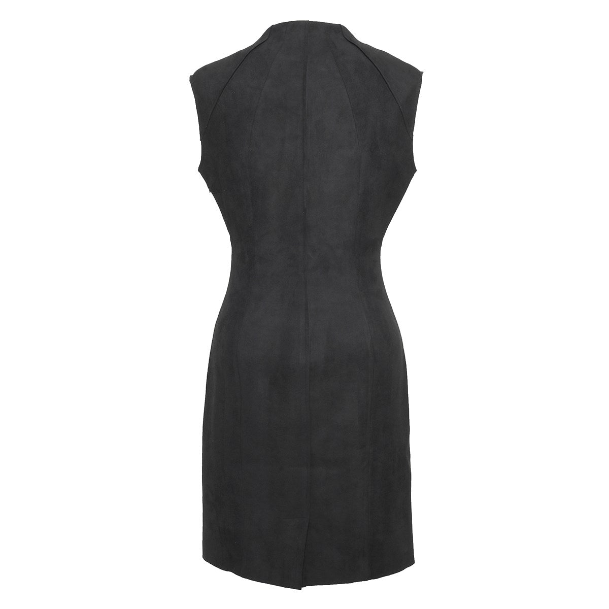 Robe ajustée structurée en suédine à col V montant et épaulettes