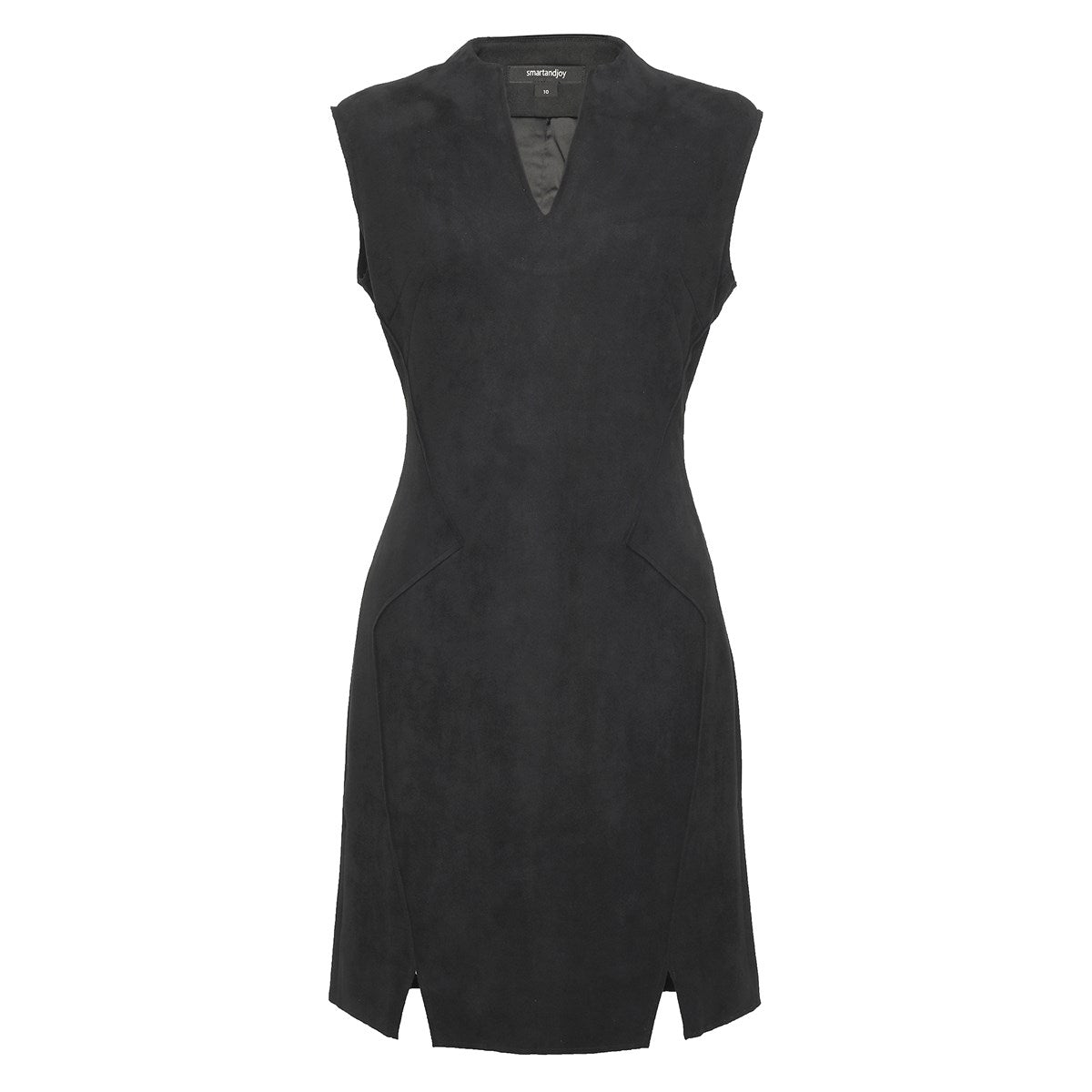 Robe ajustée structurée en suédine à col V montant et épaulettes