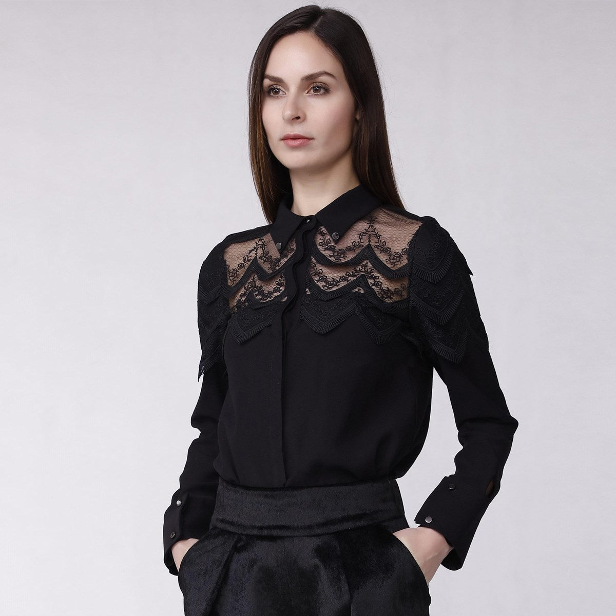 Chemise empiècement dentelle