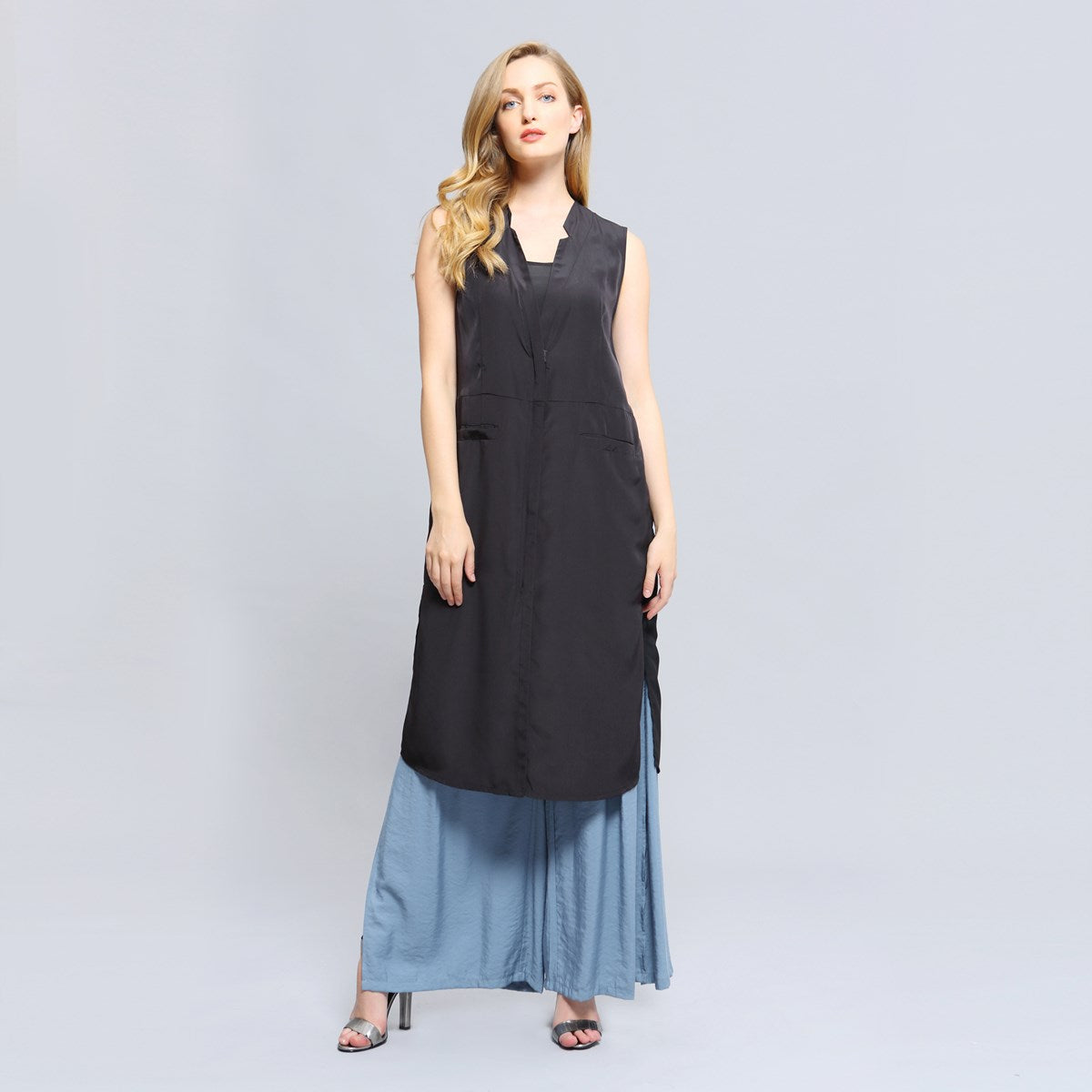 Gilet long bi-matière