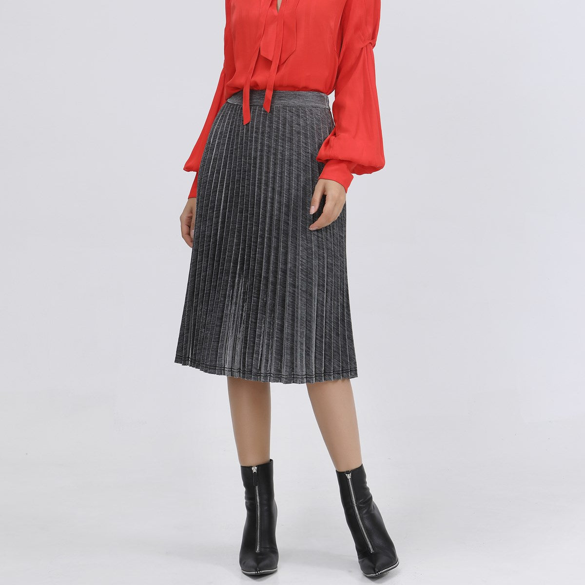 Jupe moirée avec plissés soleil