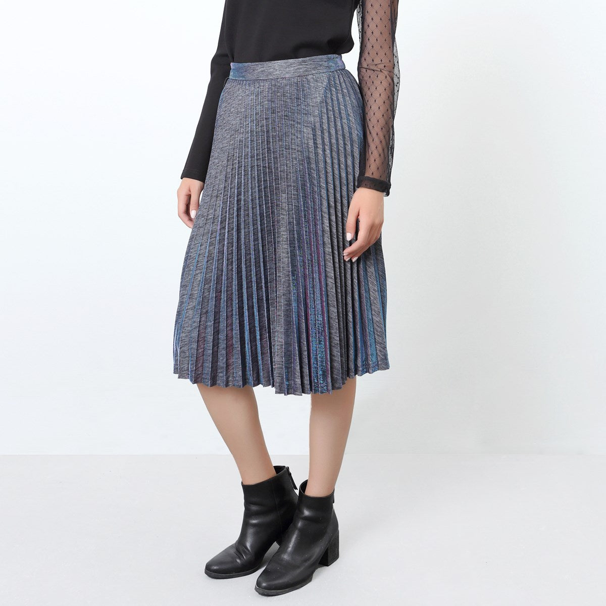 Jupe moirée avec plissés soleil