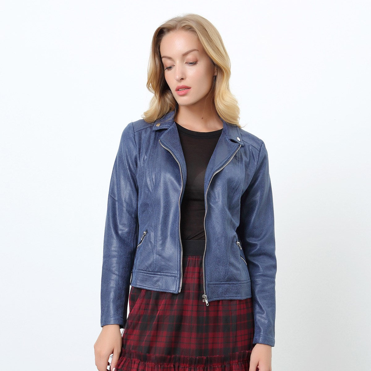 Veste courte style perfecto à zips