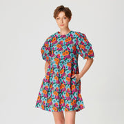 Robe courte en coton à imprimé floral