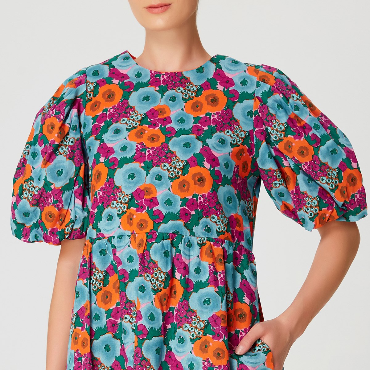 Robe courte en coton à imprimé floral