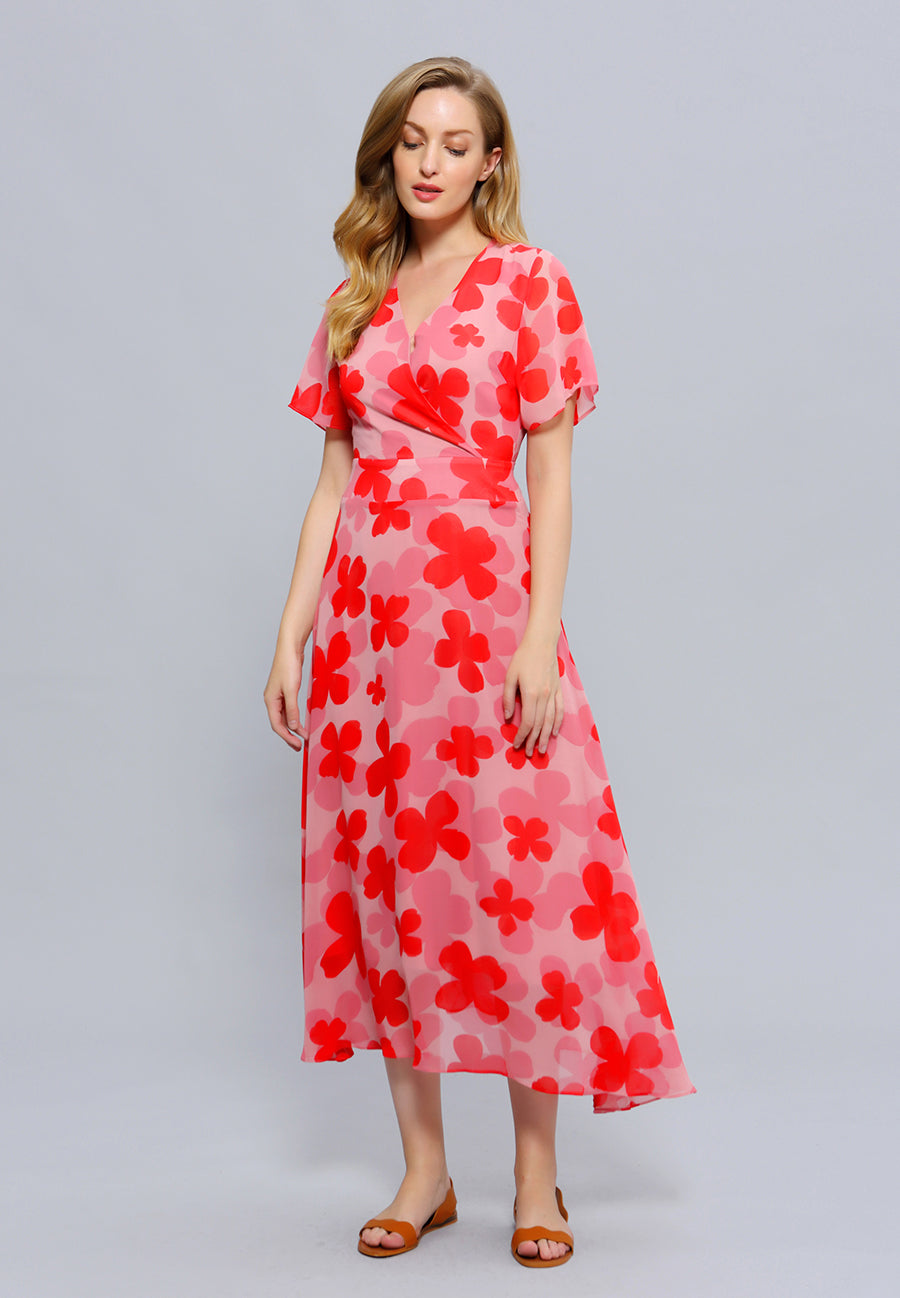 Robe midi à imprimé fleuri style années 70
