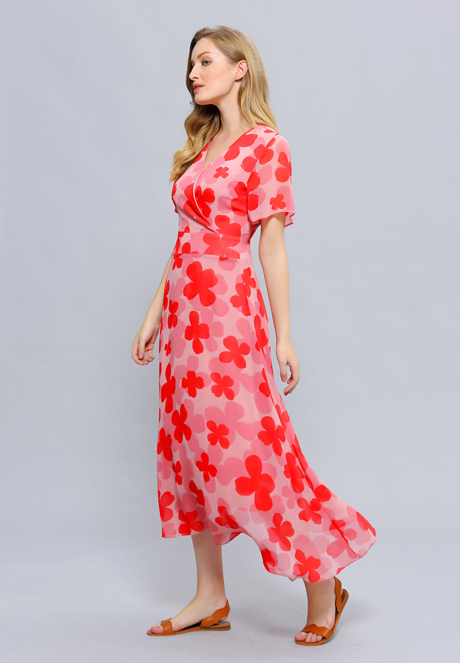 Robe midi à imprimé fleuri style années 70