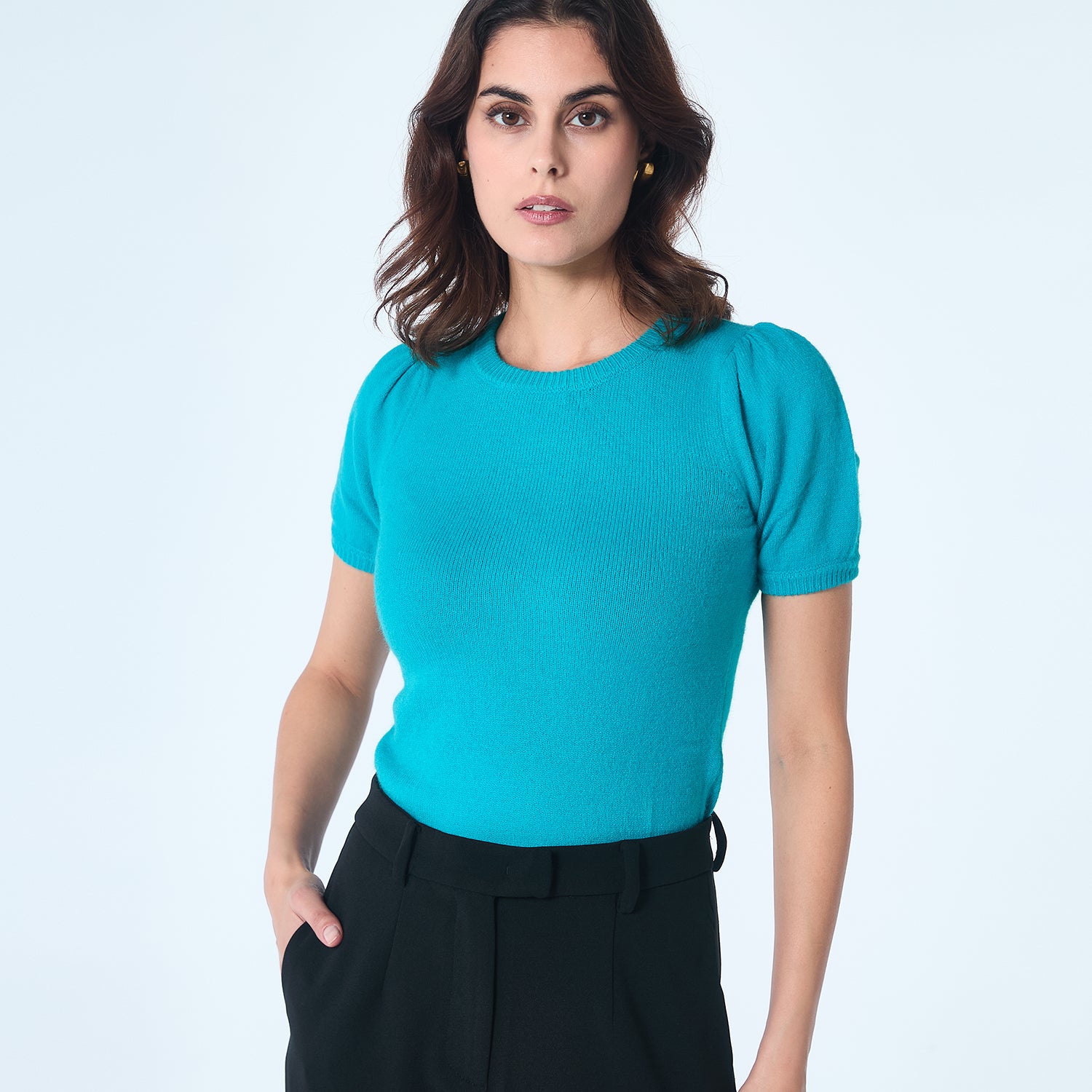 Top en maille manches courtes