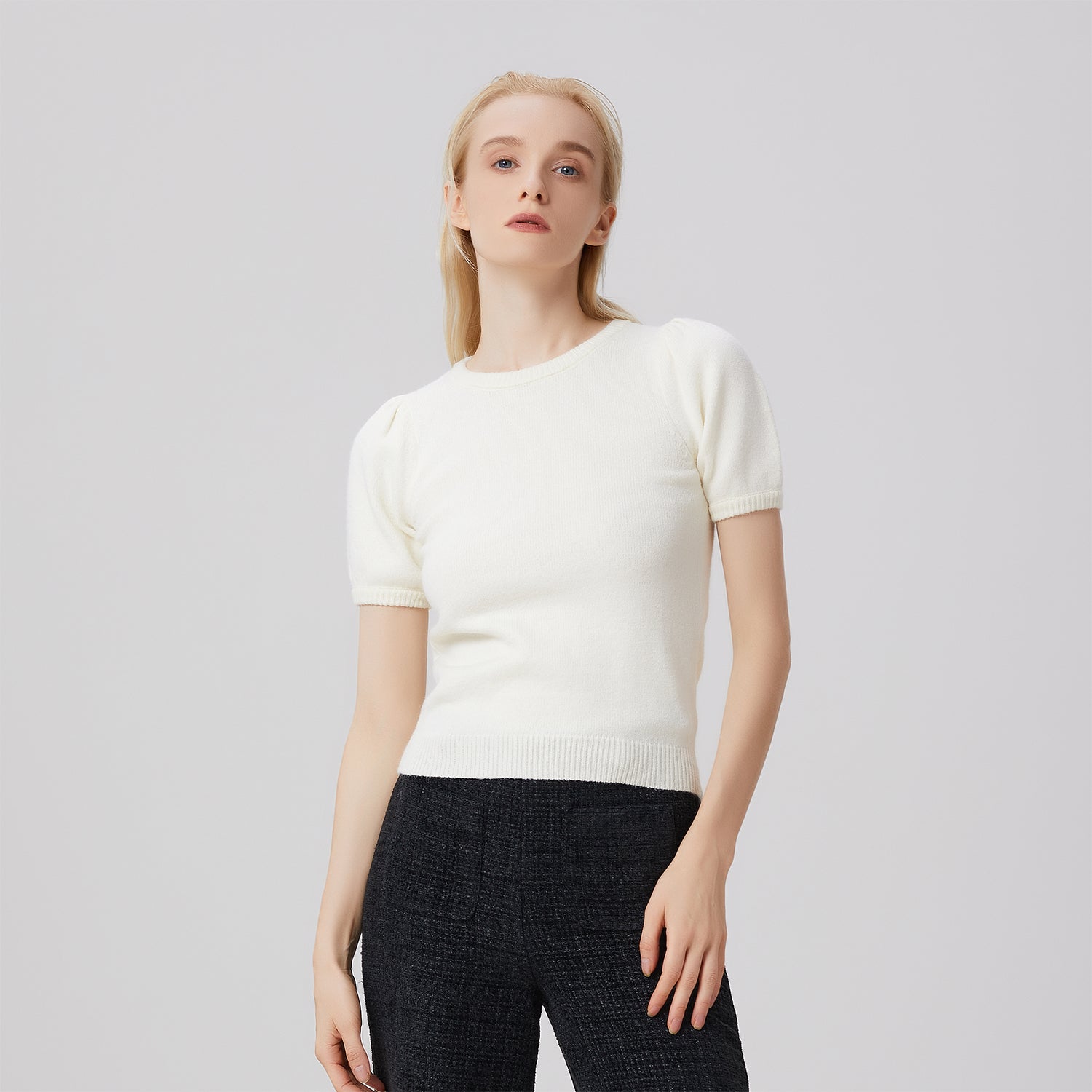 Top en maille manches courtes