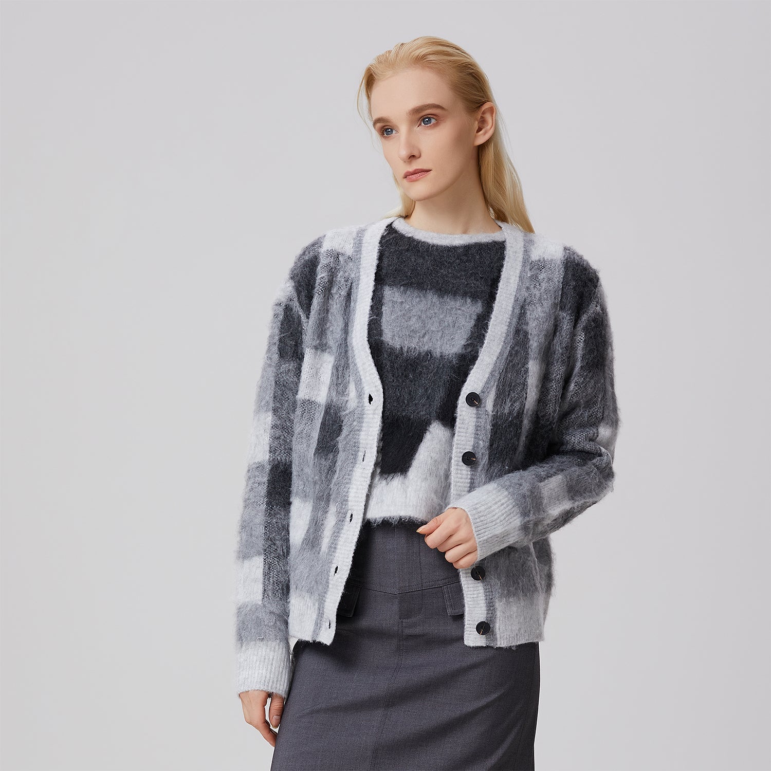 Cardigan à carreaux