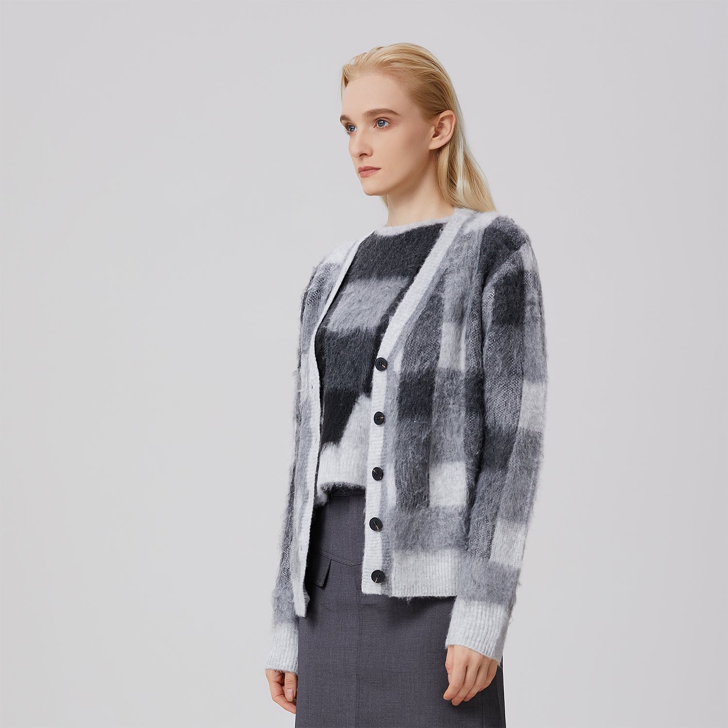 Cardigan à carreaux