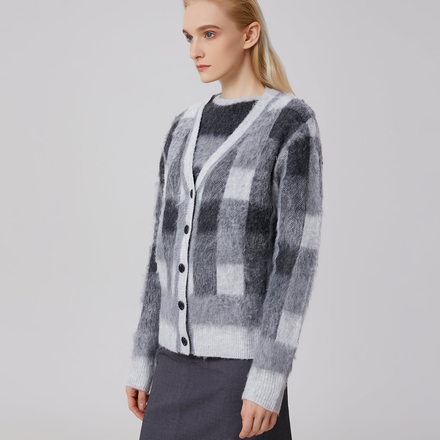 Cardigan à carreaux