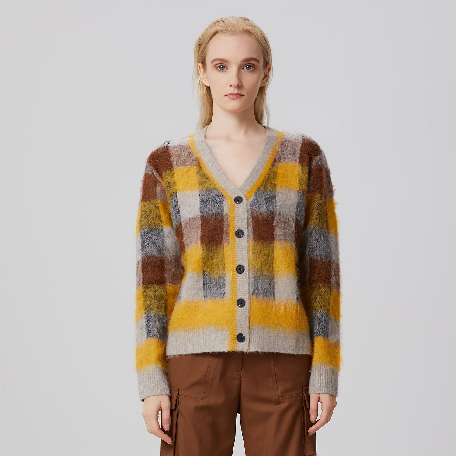 Cardigan à carreaux