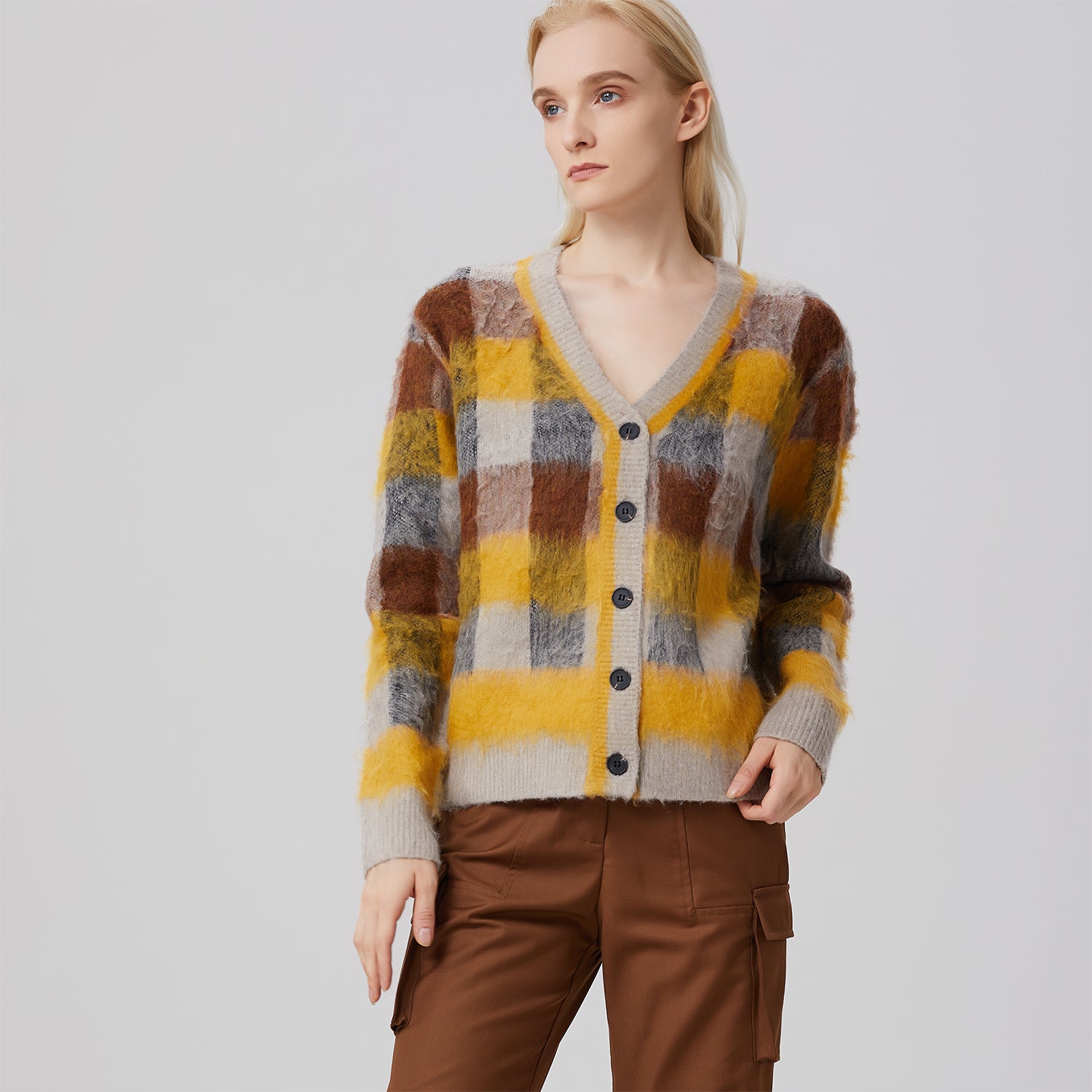 Cardigan à carreaux