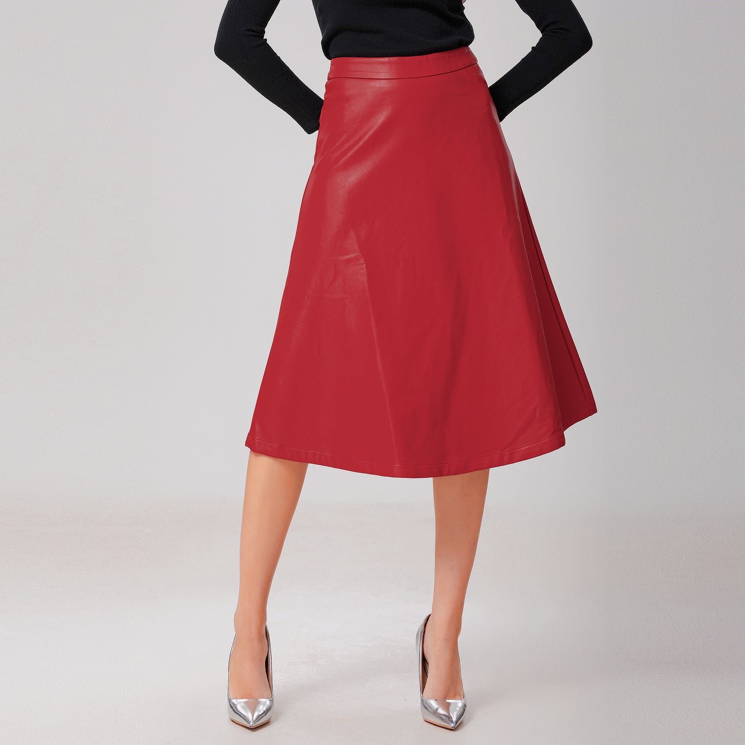 Jupe trapèze en simili cuir