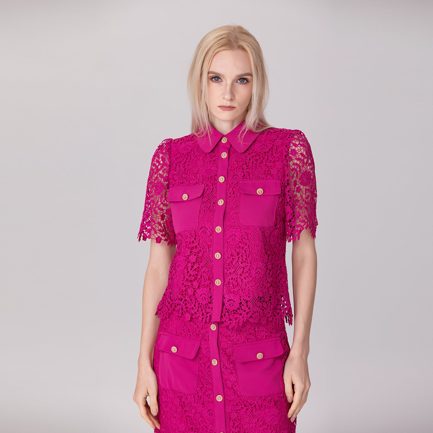 Chemise boutonnée en dentelle