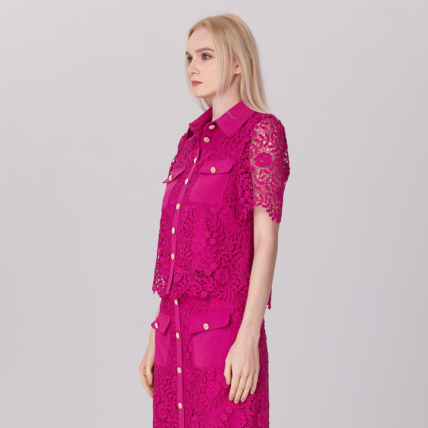 Chemise boutonnée en dentelle