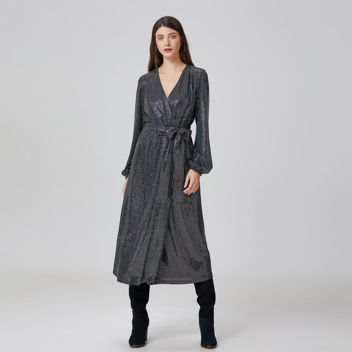 Robe coeur-croisé à strass