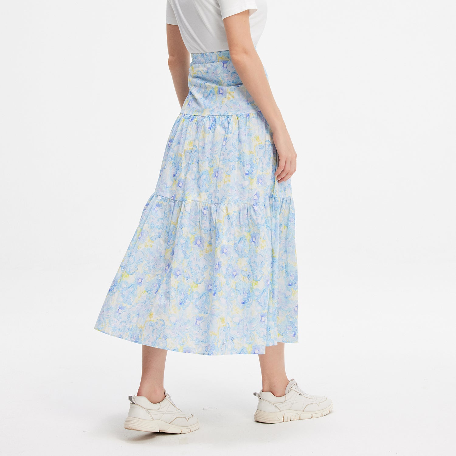 Jupe imprimée midi à panneaux