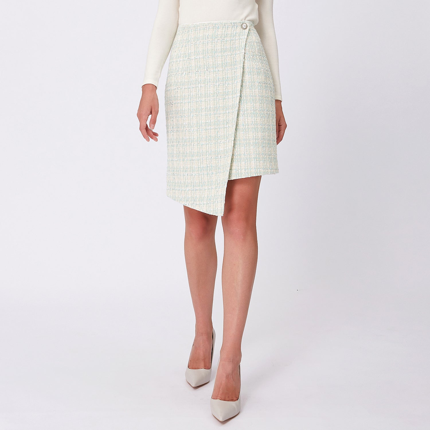 Jupe asymétrique en tweed