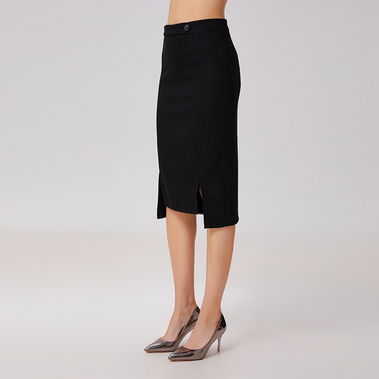 Jupe droite minimaliste à fente devant