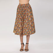 Jupe évasée à imprimé floral rétro
