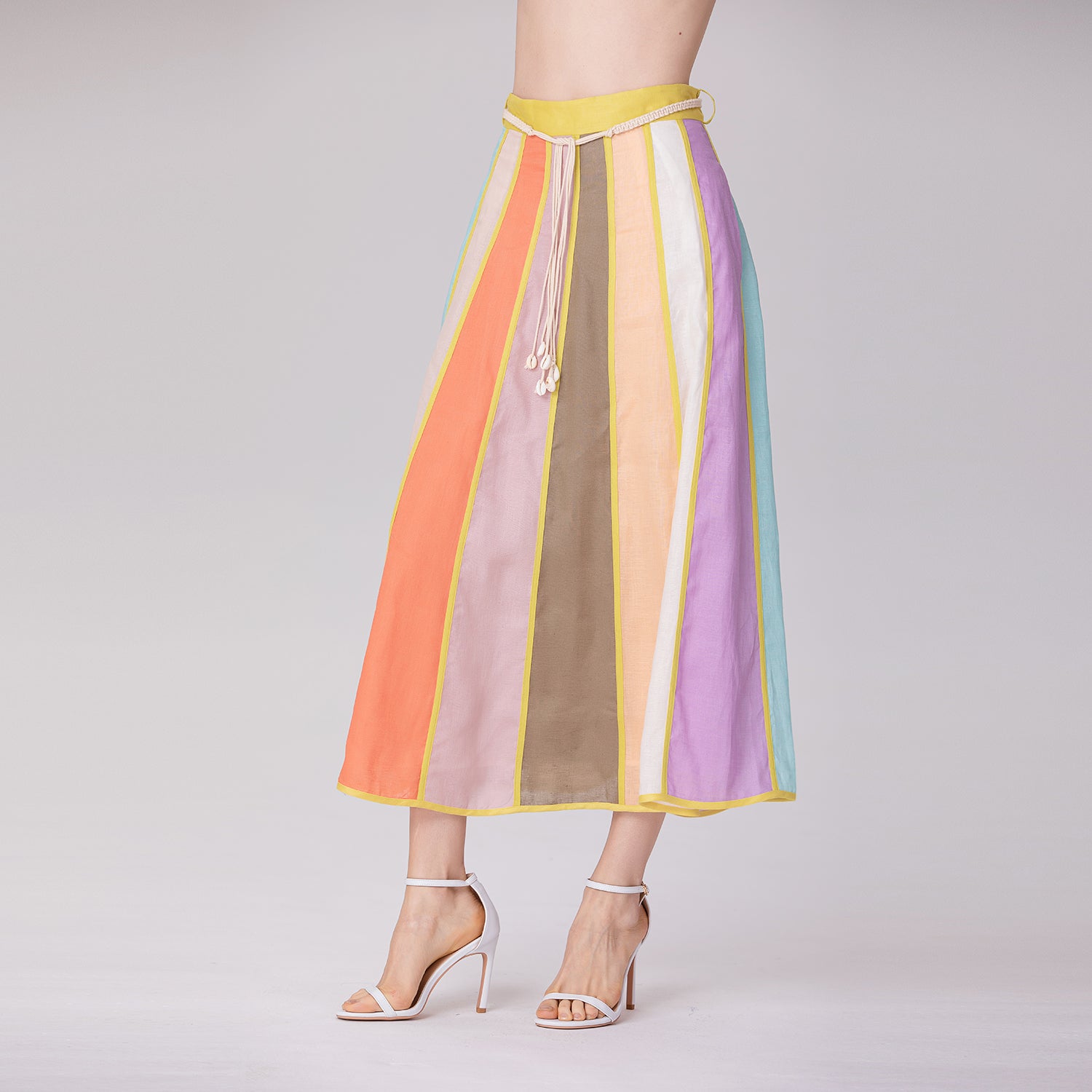 Jupe trapèze à larges rayures