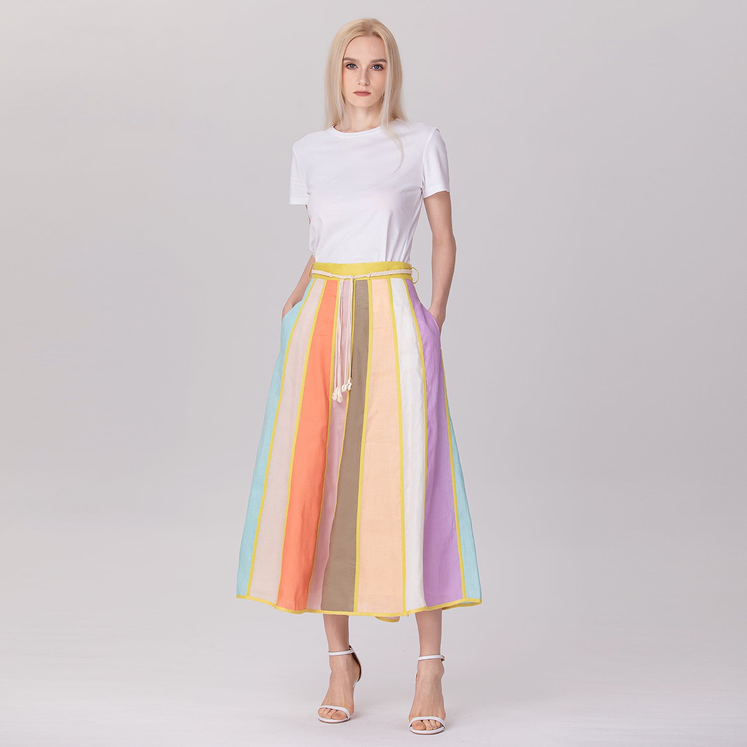 Jupe trapèze à larges rayures