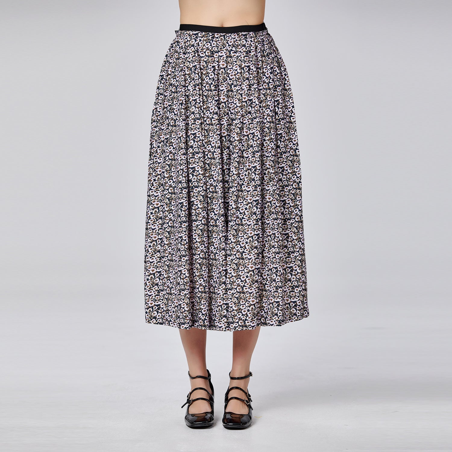 Jupe évasée imprimée à bande élastique