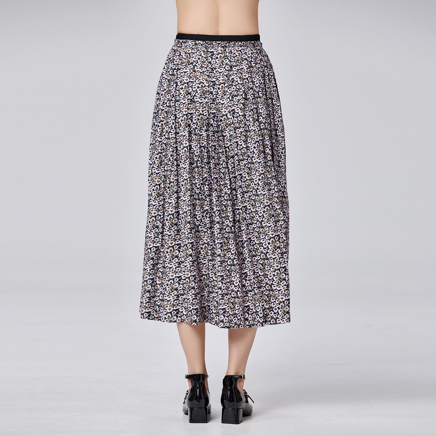 Jupe évasée imprimée à bande élastique