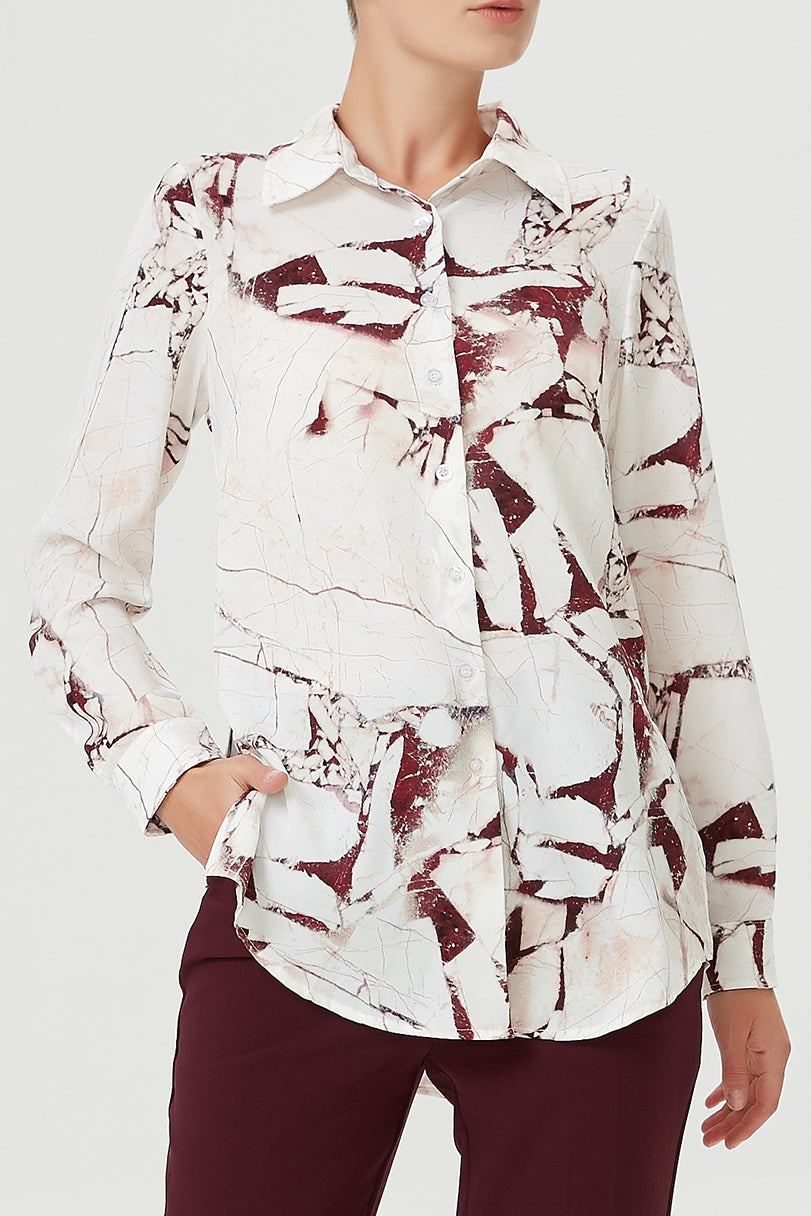 Chemise droite à imprimé effet marbre