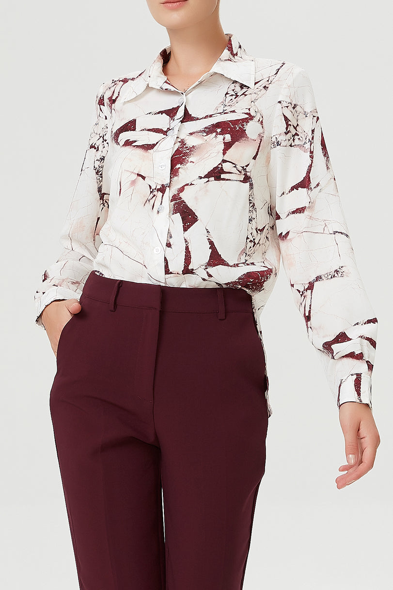 Chemise droite à imprimé effet marbre
