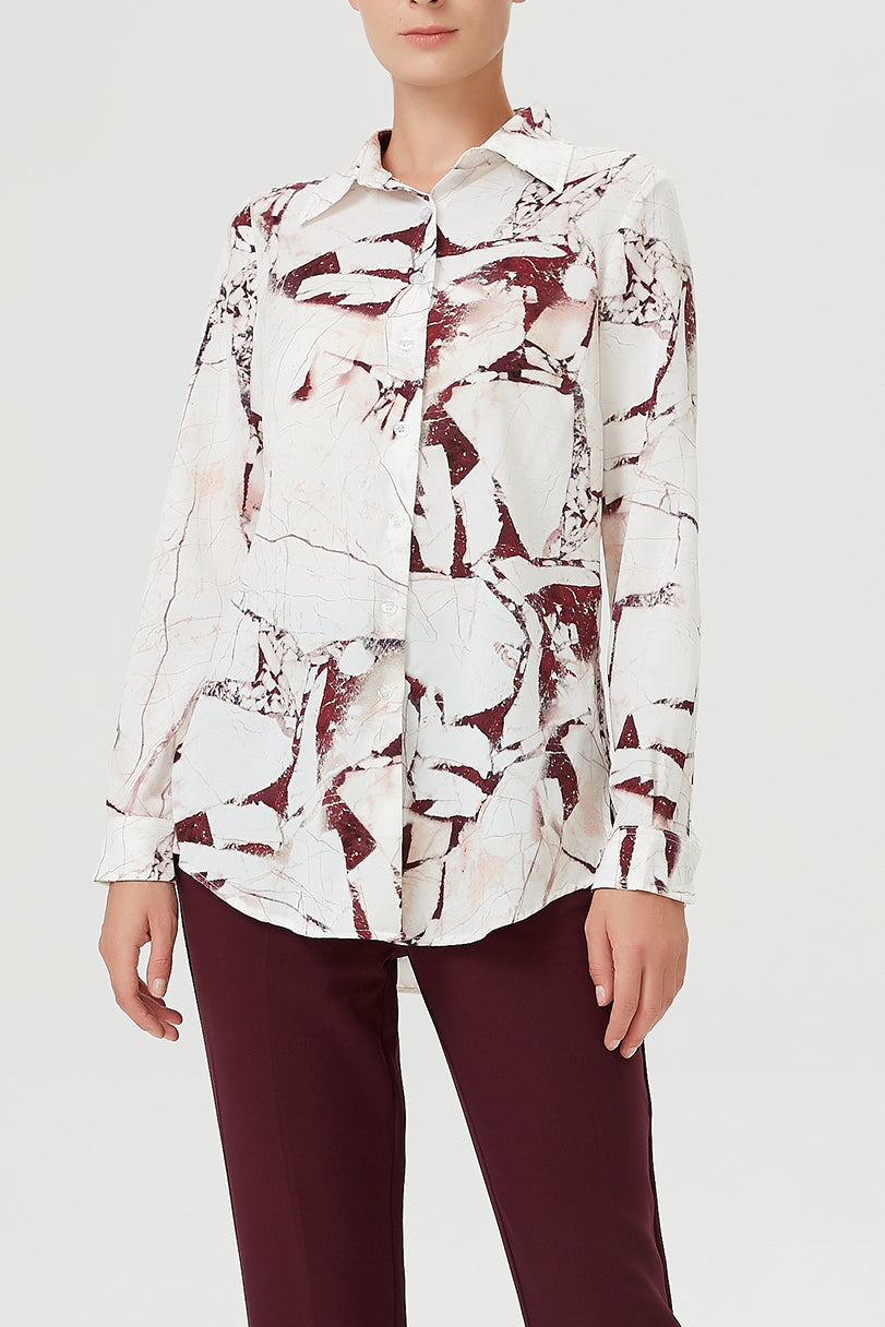 Chemise droite à imprimé effet marbre