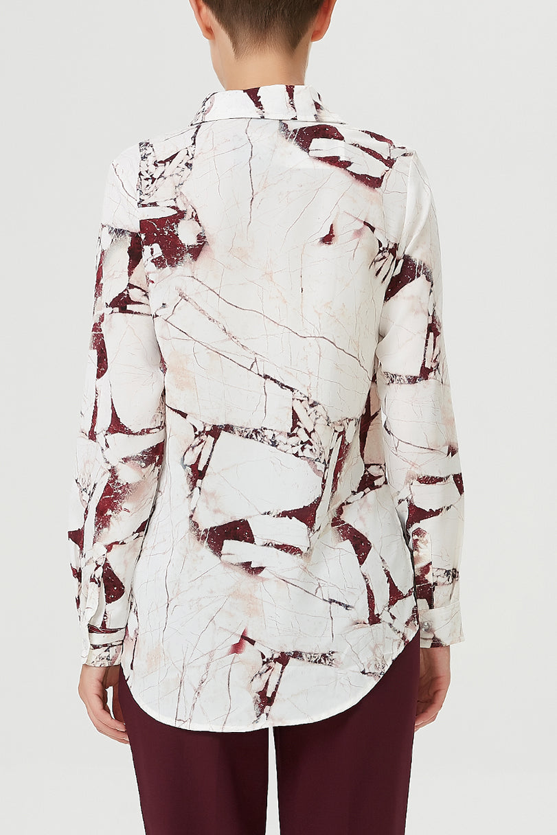 Chemise droite à imprimé effet marbre