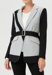 Veste tailleur bi-matière en jersey