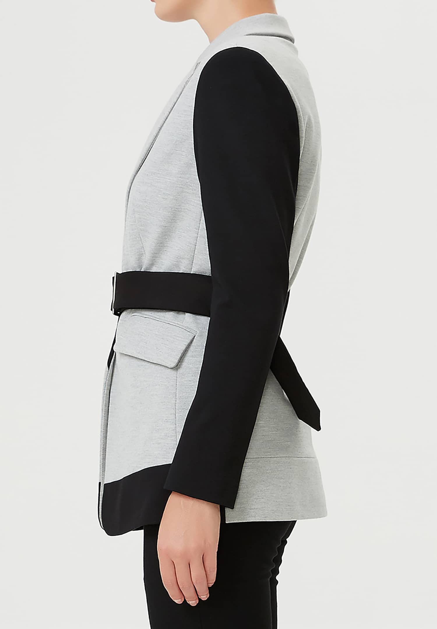 Veste tailleur bi-matière en jersey