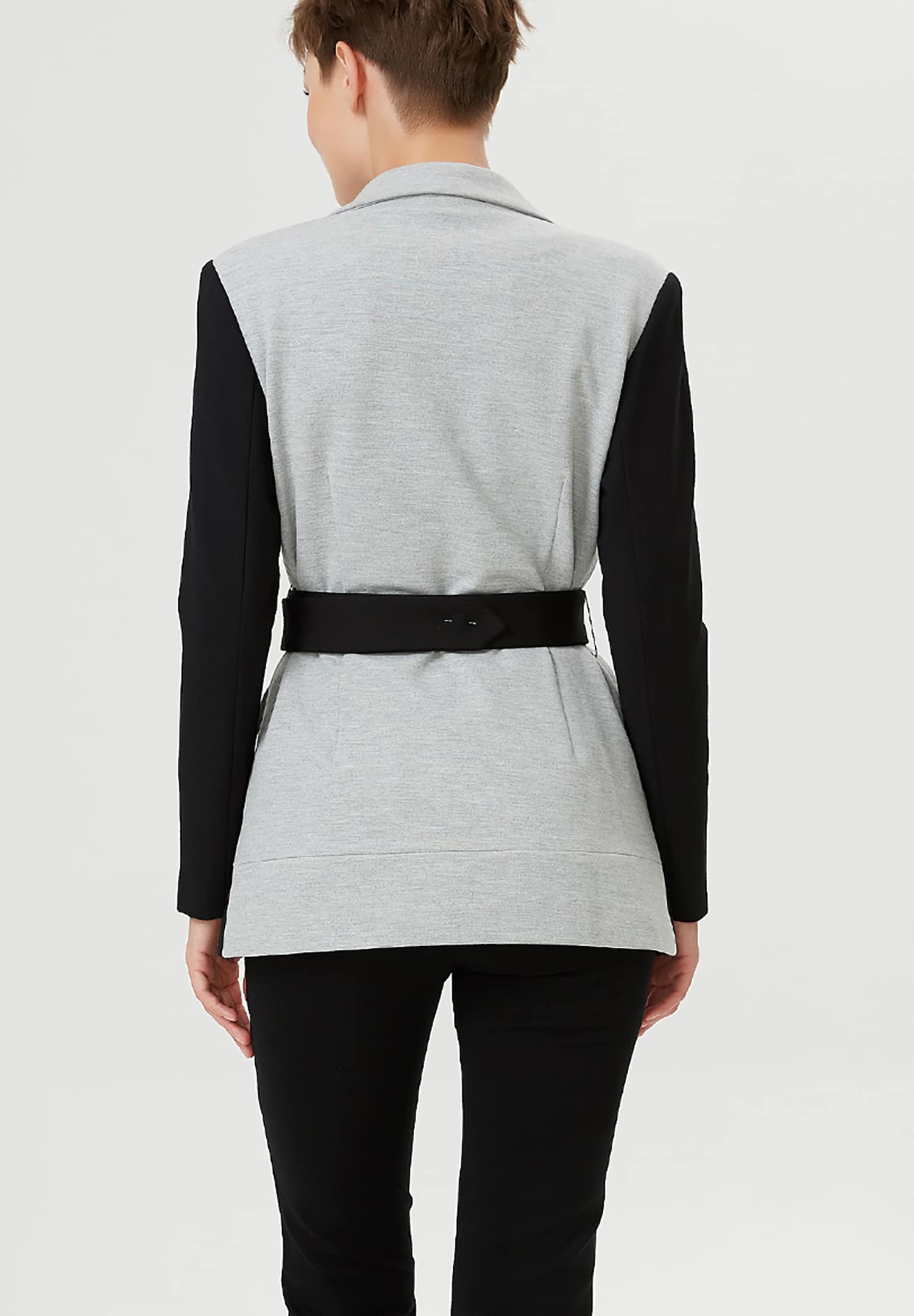 Veste tailleur bi-matière en jersey