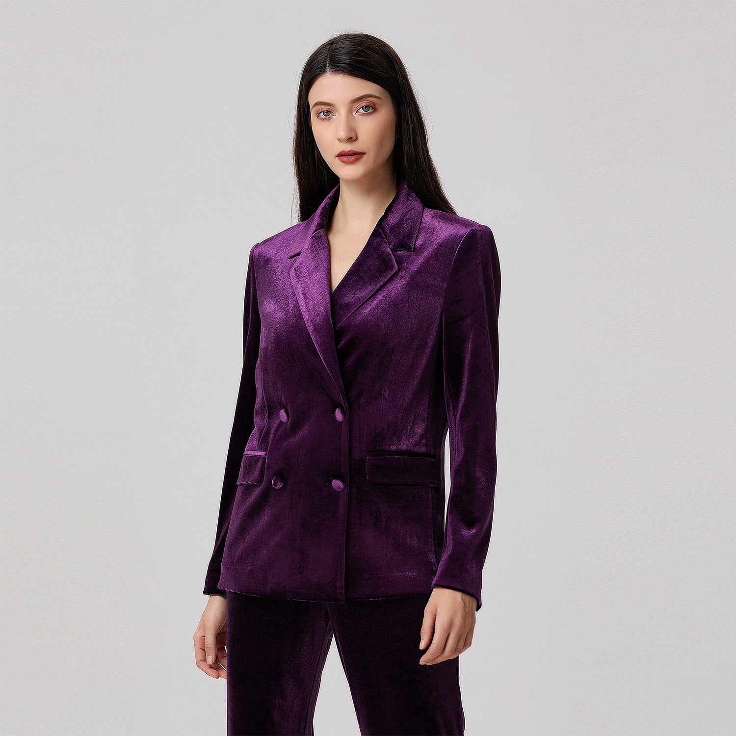 Blazer en velours à double boutonnage