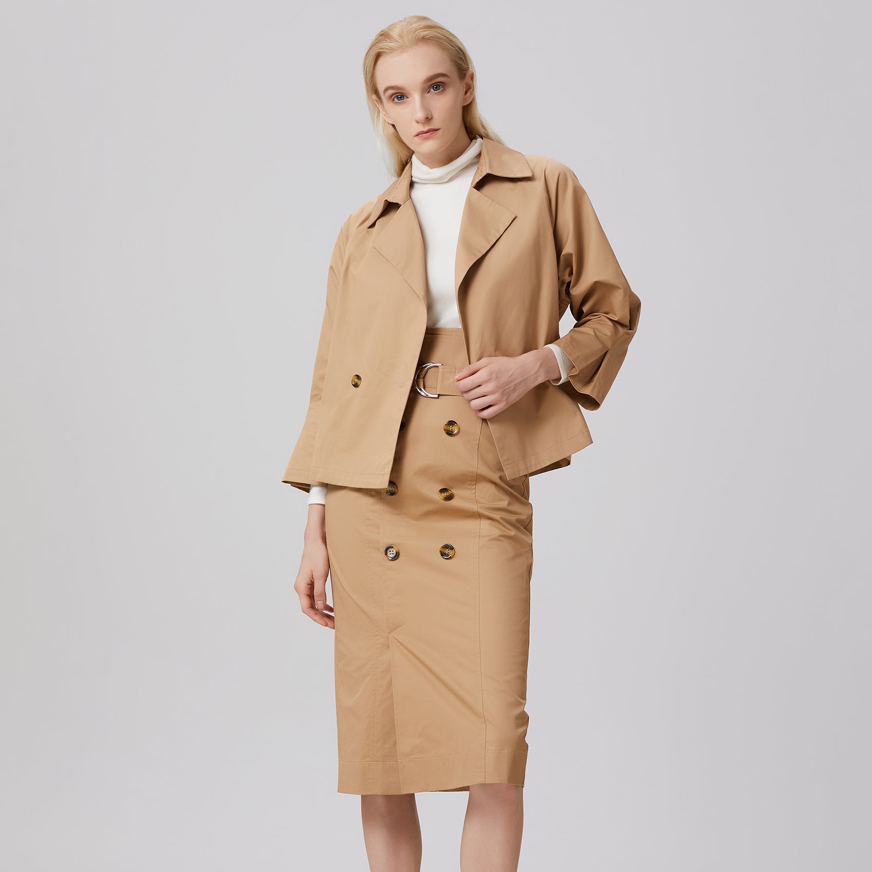 Veste trench en coton à double boutonnage