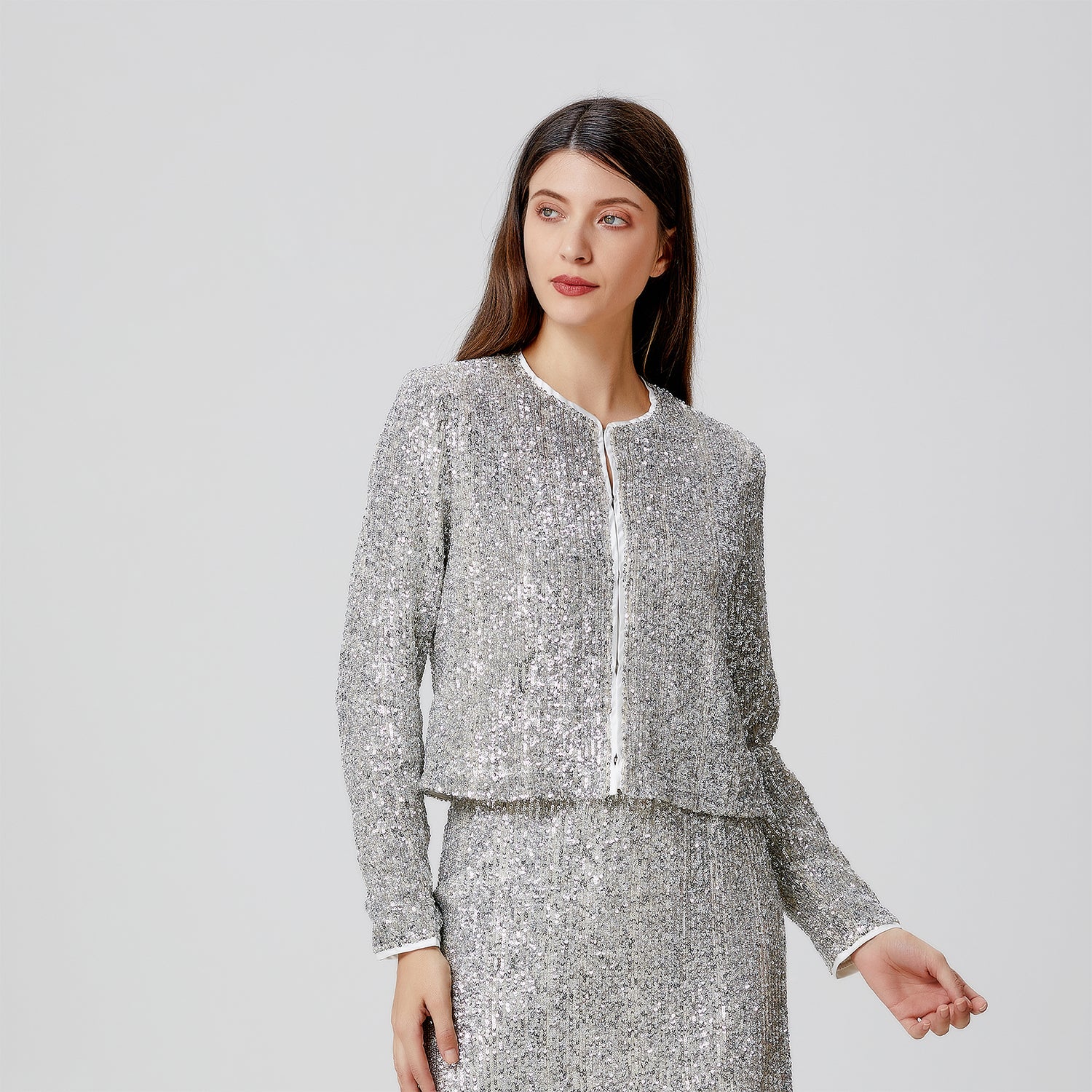 Veste à strass et col rond