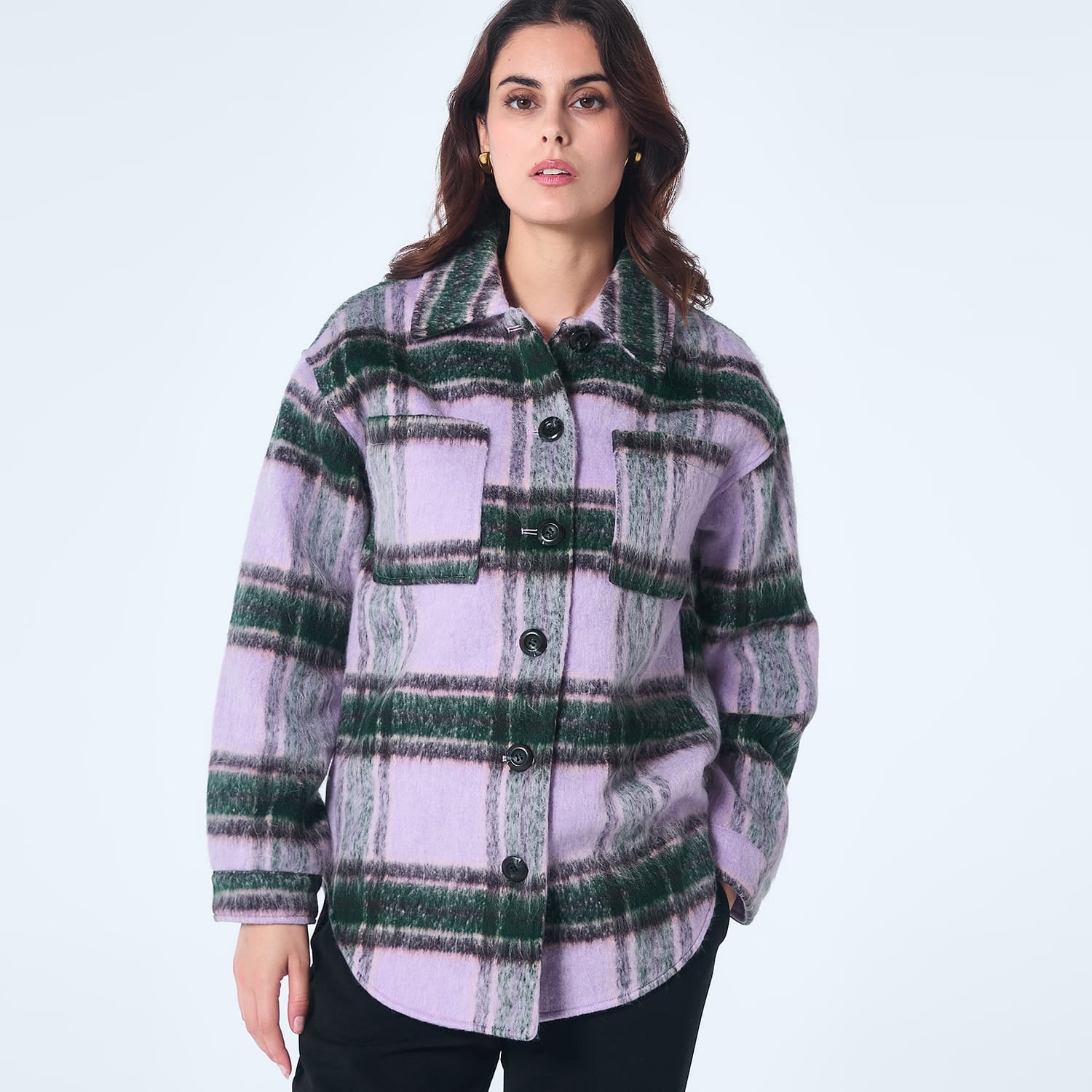 Manteau ample à carreaux