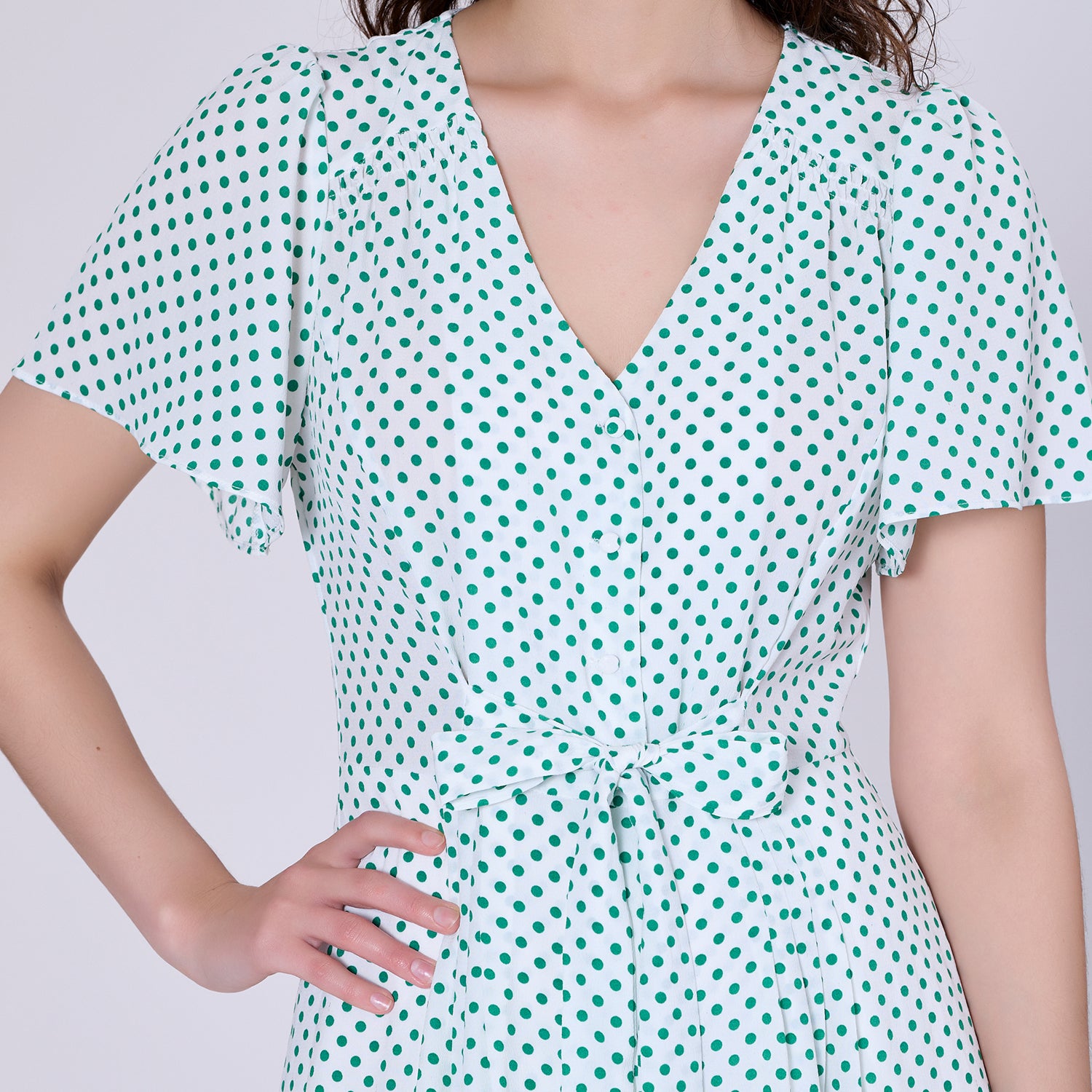 Robe chemise évasée à pois
