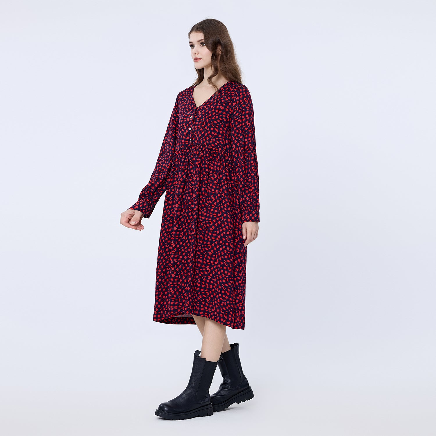 Robe-chemise ample de style rétro