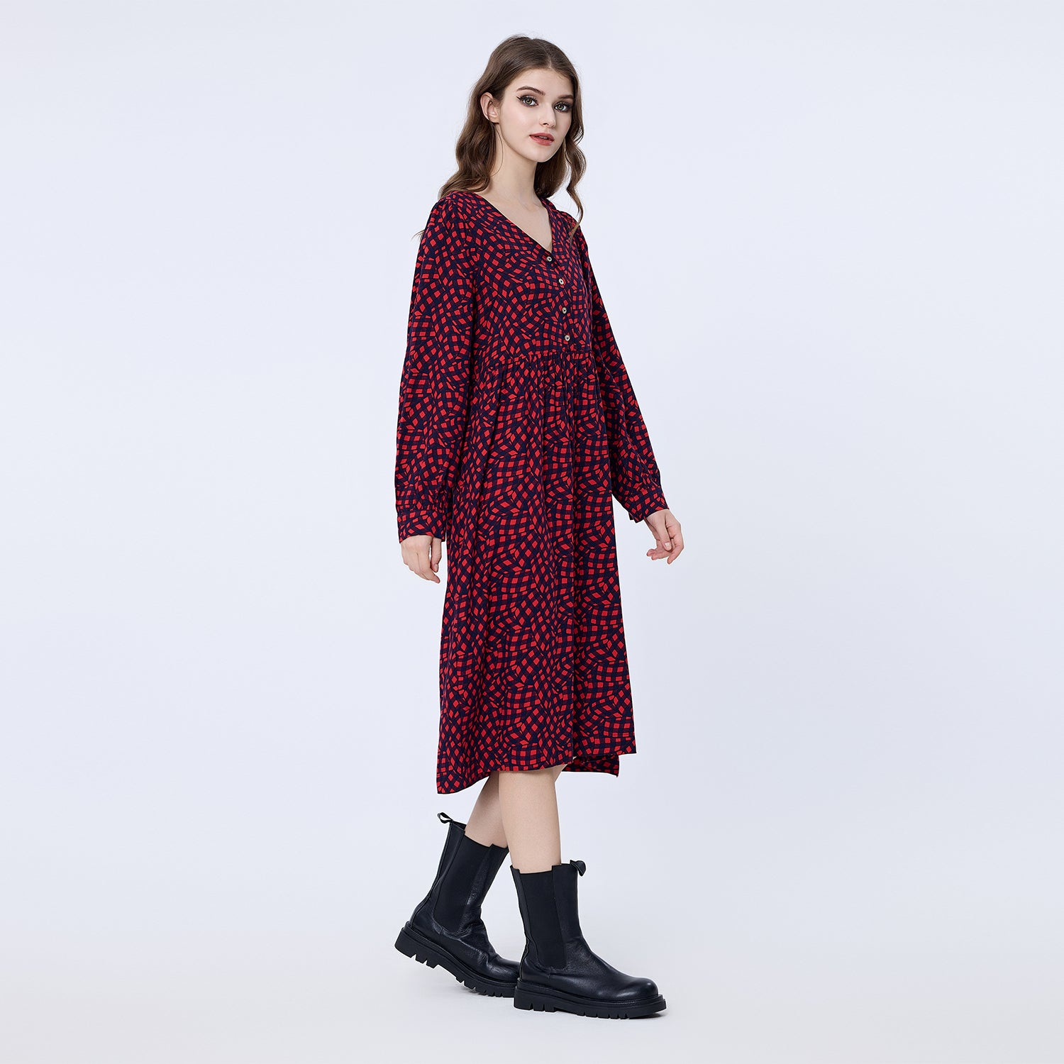 Robe-chemise ample de style rétro