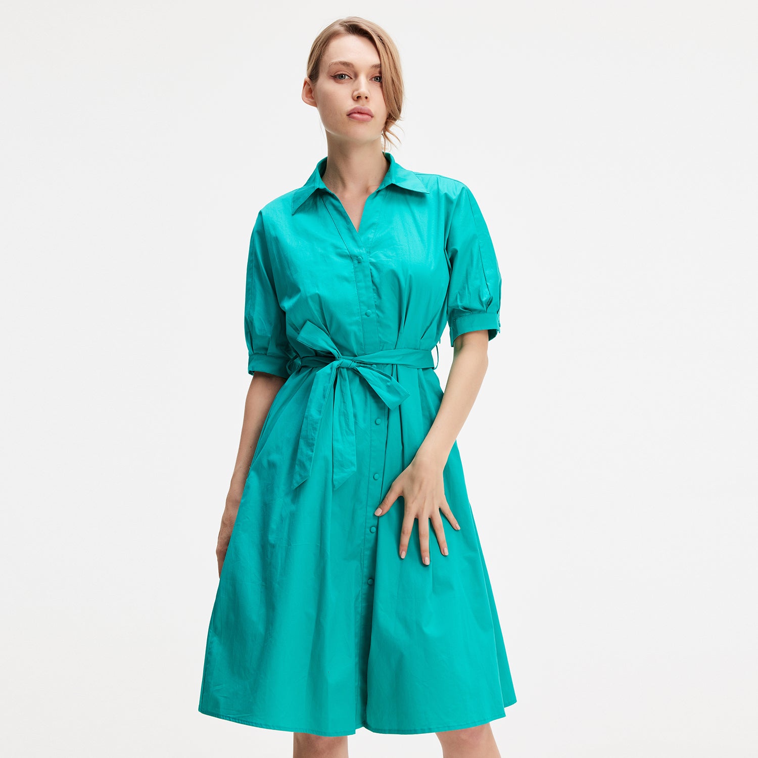 Robe-chemise en coton évasée